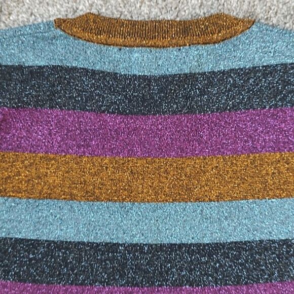 Forever 21 Contemporary Size Large Striped Round Neck Multicolor Sweater - Picture 9 of 12